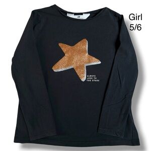 H&M Black Long Sleeve Star Shirt for Kids size 5T/6